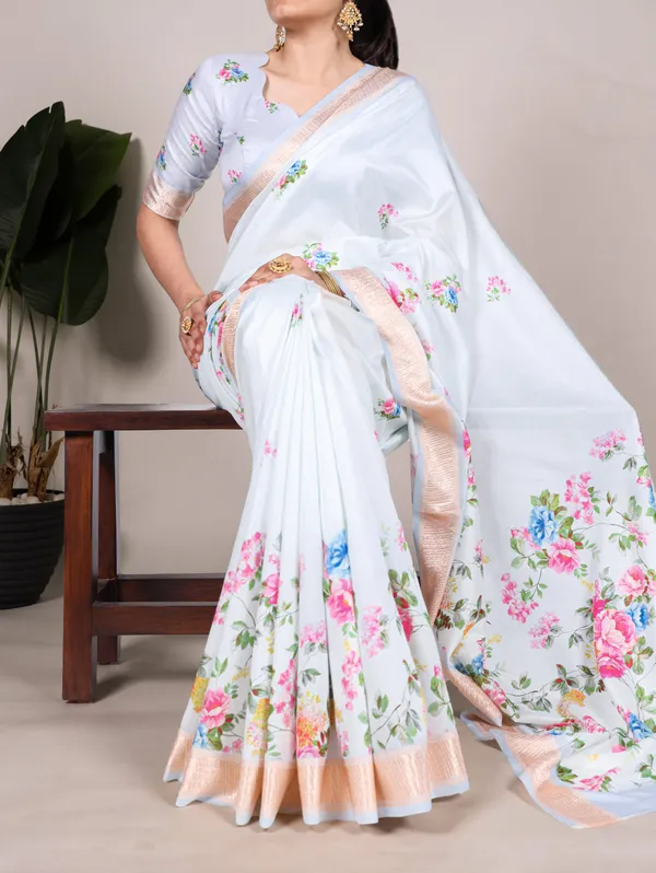 Sky_Blue_Digital_Printed_Tasar_Silk_With_Viscose_Border