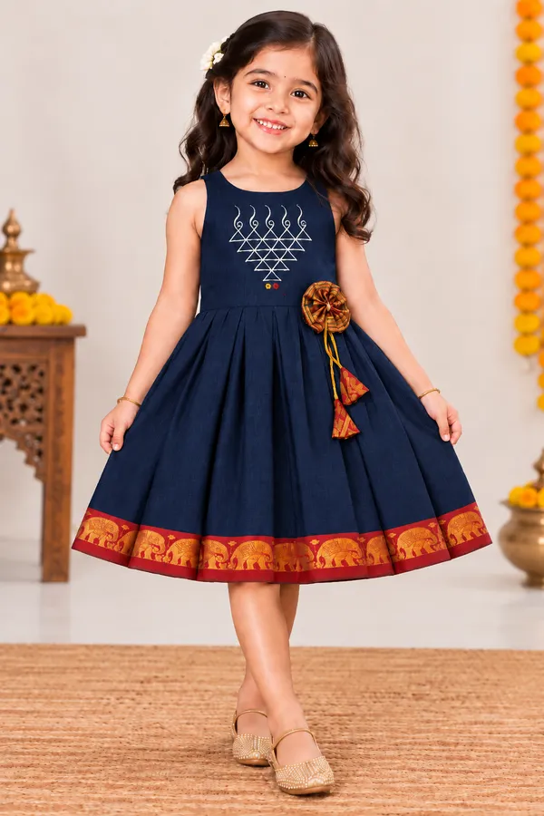 Amba_Collection_Boutique_Girls_Blue_Traditional_Masrai_Cotton_Silk_Embroidered_Frock
