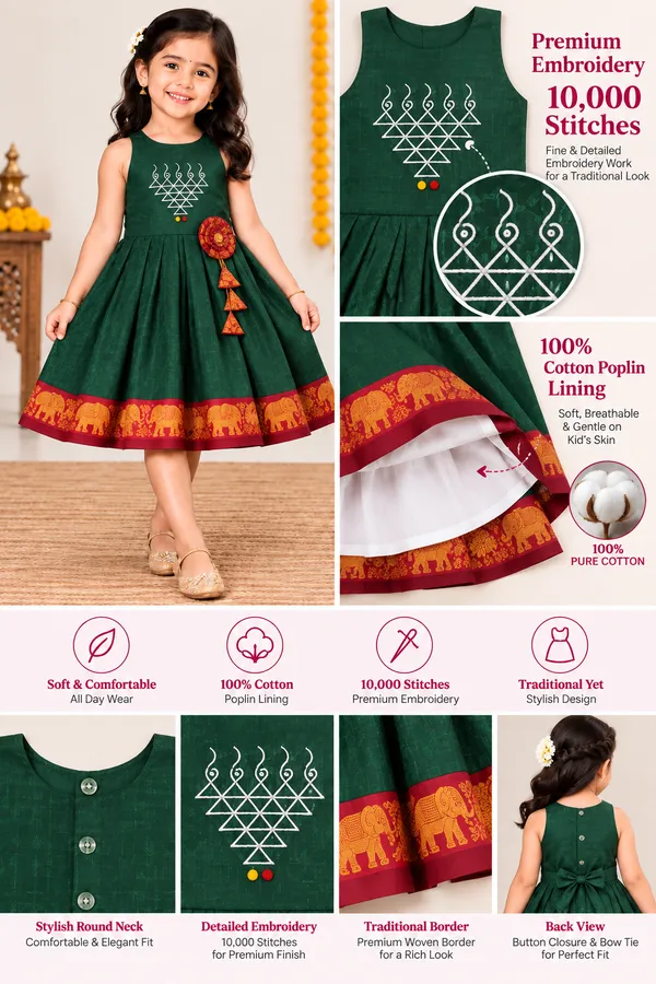 Amba_Collection_Boutique_Girls_Green_Traditional_Masrai_Cotton_Silk_Embroidered_Frock