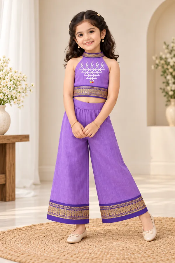 Amba_Collection_Boutique_Girls_Saraswati_Embroidery_Kalyani_Cotton_Gadwal_Top_&_Plazzo_Set_with_100%_Cotton_Lining