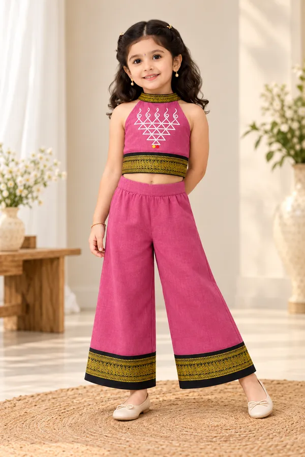 Amba_Collection_Boutique_Girls_Saraswati_Embroidery_Kalyani_Cotton_Gadwal_Top_&_Plazzo_Set_with_100%_Cotton_Lining