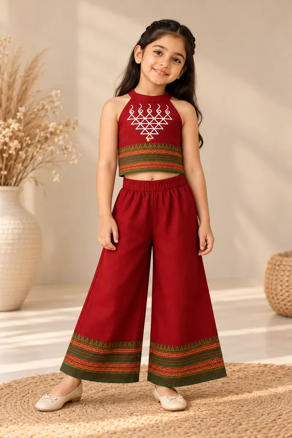 Amba_Collection_Boutique_Girls_Saraswati_Embroidery_Narayanpeth_Cotton_Top_&_Plazzo_Set_with_100%_Cotton_Lining
