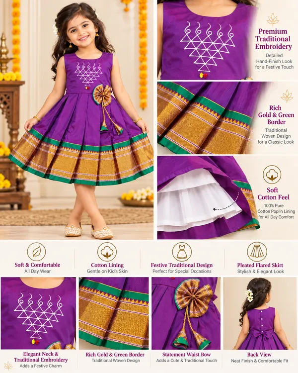 Amba_Collection_Boutique_Narayanpeth_Paithani_Cotton_Silk_Saraswato_Embroidery_Traditional_Frock_for_Girls