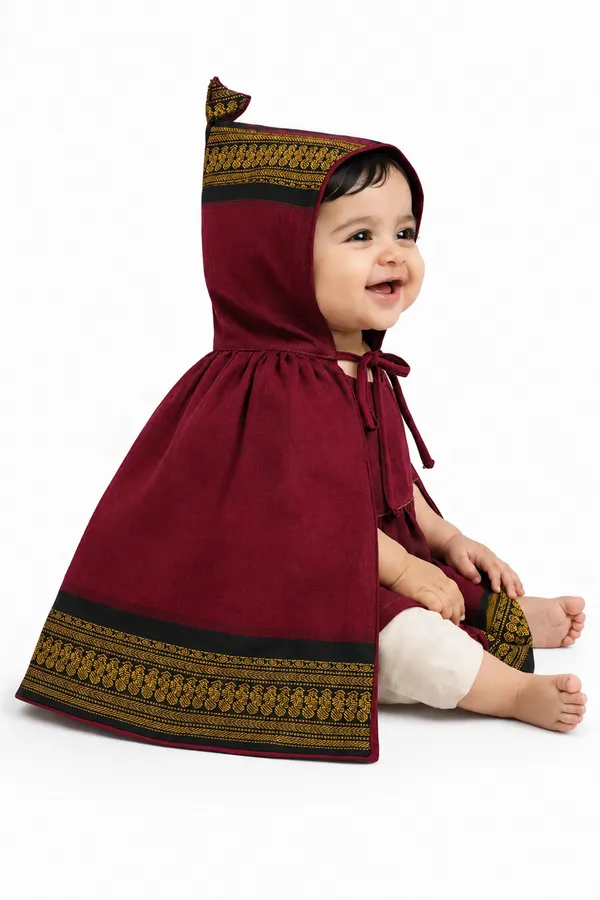 Amba_Collection_Boutique_New_Born_Baby_Boys_&_Baby_Girls_Ethnic_Wear_Kalyani_Cotton_Gadwal_Kunchi_Topda/Cap_0_-_12_Months