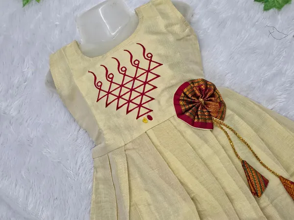 Amba_Collection_Boutique_South_Cotton_Tissue_Saraswati_Embroidey_Traditional_Frock_for_Girls