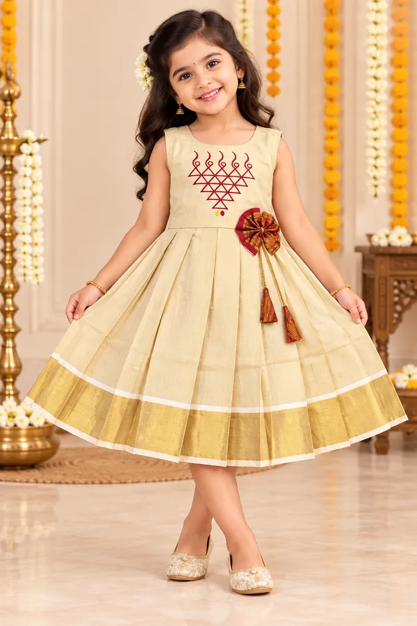 Amba_Collection_Boutique_South_Cotton_Tissue_Saraswati_Embroidey_Traditional_Frock_for_Girls