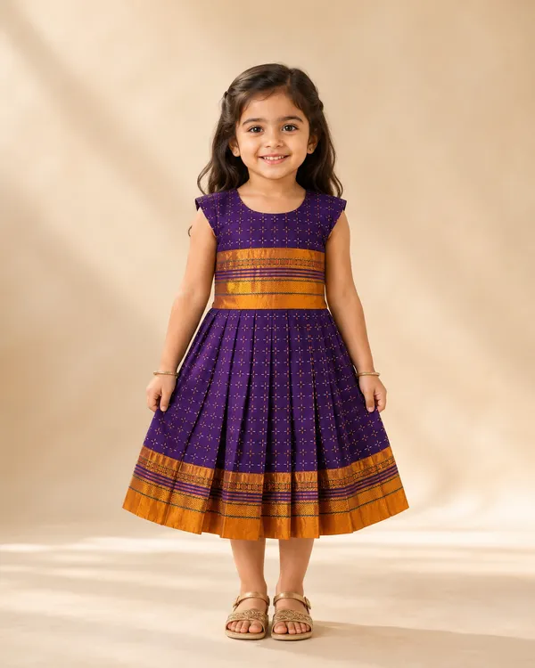 Blue_Cotton_Silk_Sleeveless_Round_Neck_Fit_And_Flare_Dress_For_Girls