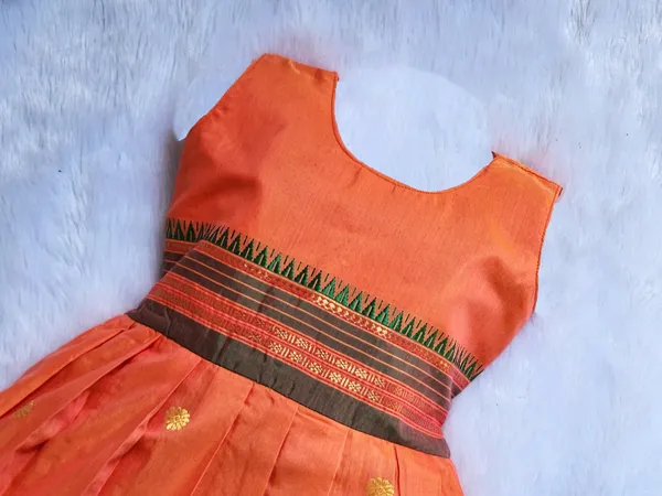 Orange_Cotton_Silk_Sleeveless_Round_Neck_Fit_And_Flare_Dress_For_Girls