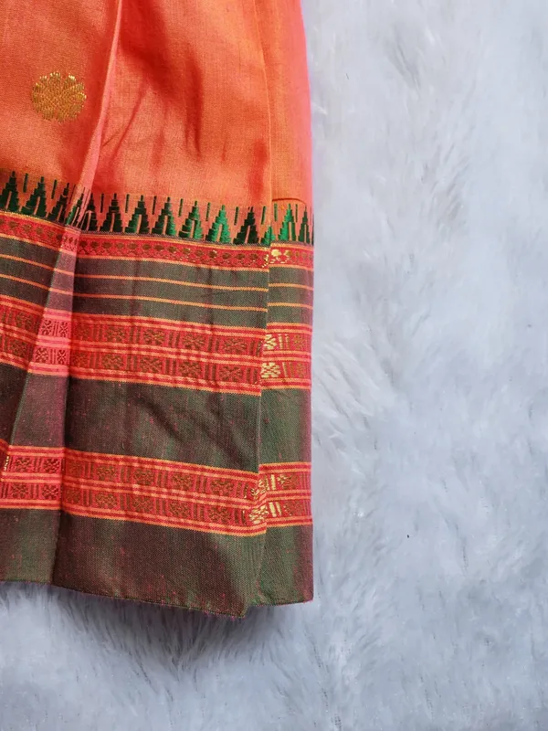 Orange_Cotton_Silk_Sleeveless_Round_Neck_Fit_And_Flare_Dress_For_Girls