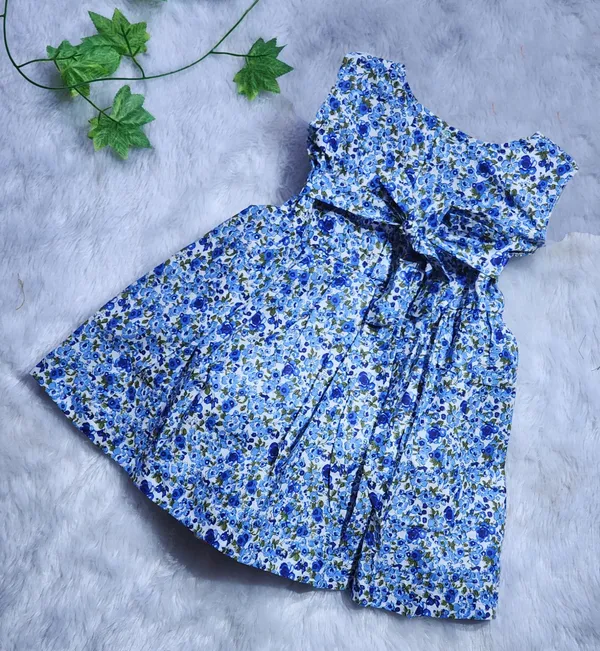 Blue_Pure_Cotton_Sleeveless_Round_Neck_Fit_And_Flare_Dress_For_Girls