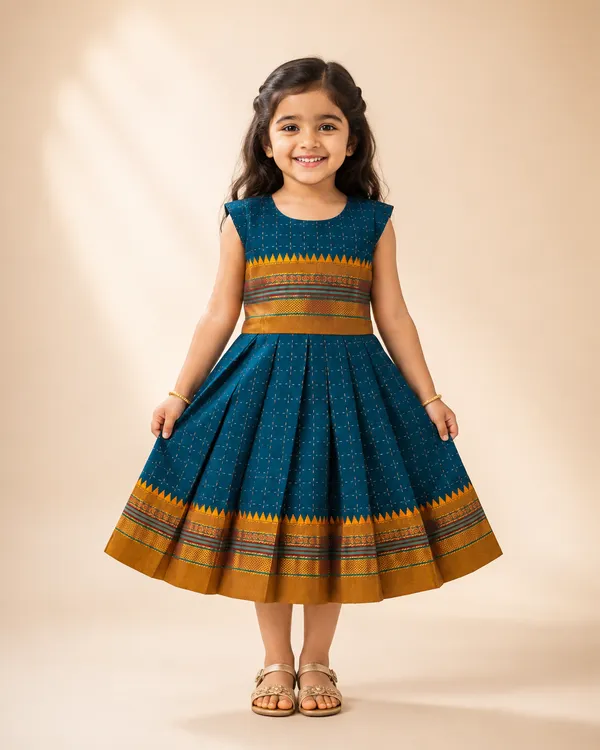 Green_Cotton_Silk_Sleeveless_Round_Neck_Fit_And_Flare_Dress_For_Girls