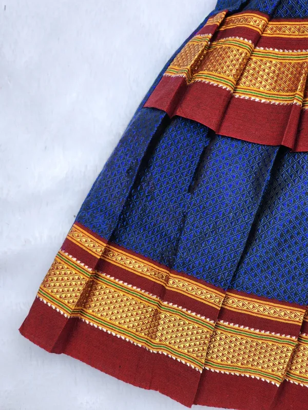 Blue_Cotton_Silk_Short_Sleeve_Round_Neck_Fit_And_Flare_Dress_For_Girls
