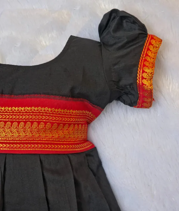 Amba_Collection_Boutique_Girl's_Traditional_Ethnic_Wear_Kalyani_Cotton_Balloon_Sleeves_Black_Frock