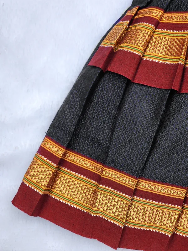 Black_Cotton_Silk_Short_Sleeve_Round_Neck_Fit_And_Flare_Dress_For_Girls