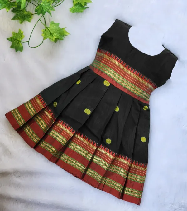 Black_Cotton_Silk_Sleeveless_Round_Neck_Fit_And_Flare_Dress_For_Girls