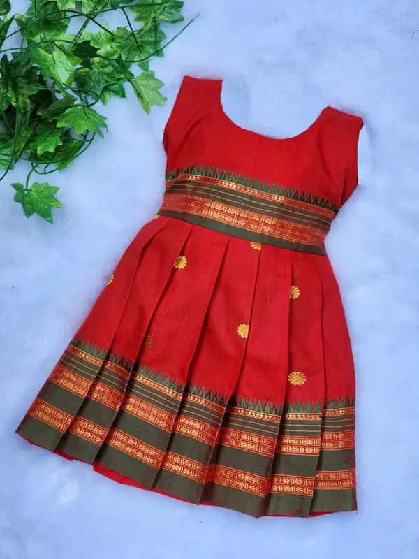 Red_Cotton_Silk_Sleeveless_Round_Neck_Fit_And_Flare_Dress_For_Girls