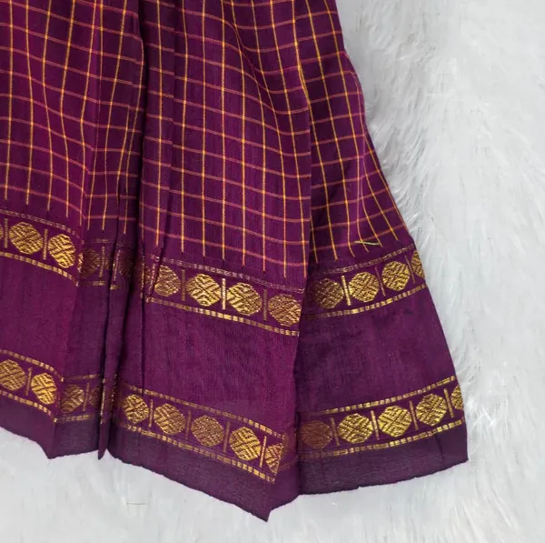 Amba_Collection_Boutique's_Girl's_Traditional_Ethnic_Wear_Reshim_Irkal_Cotton_Checks_Frock_Purple