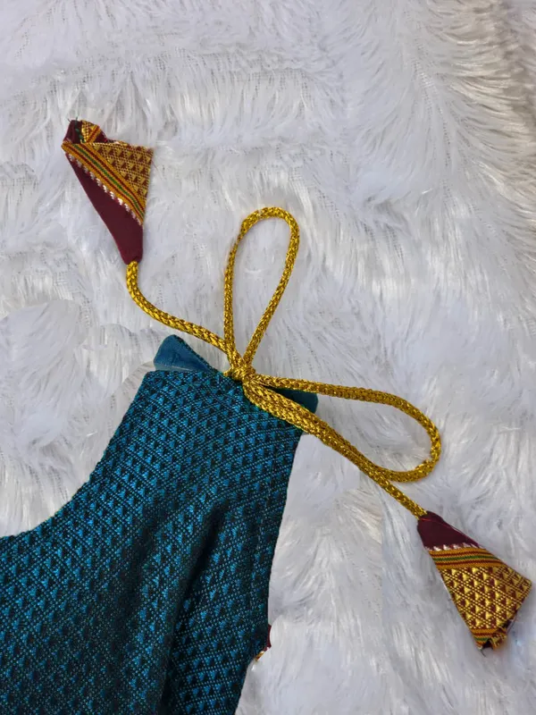 Amba_Collection_Boutique's_Girl's_Traditional_Ethnic_Wear_Reshim_Cotton_Khan_Golden_Knot_Frock_Blue