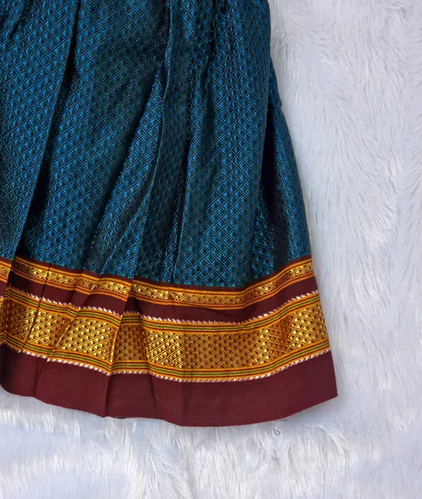 Amba_Collection_Boutique's_Girl's_Traditional_Ethnic_Wear_Reshim_Cotton_Khan_Golden_Knot_Frock_Blue