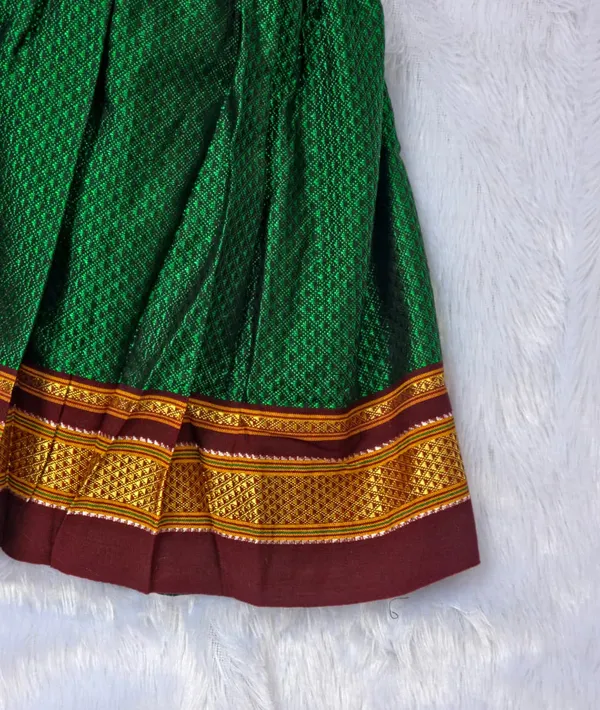 Amba_Collection_Boutique's_Girl's_Traditional_Ethnic_Wear_Reshim_Cotton_Khan_Golden_Knot_Frock_Green