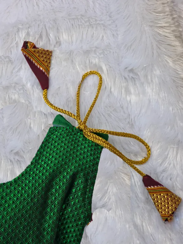 Amba_Collection_Boutique's_Girl's_Traditional_Ethnic_Wear_Reshim_Cotton_Khan_Golden_Knot_Frock_Green
