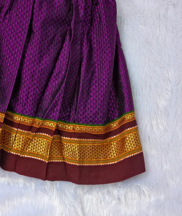 Amba_Collection_Boutique's_Girl's_Traditional_Ethnic_Wear_Reshim_Cotton_Khan_Golden_Knot_Frock_Purple