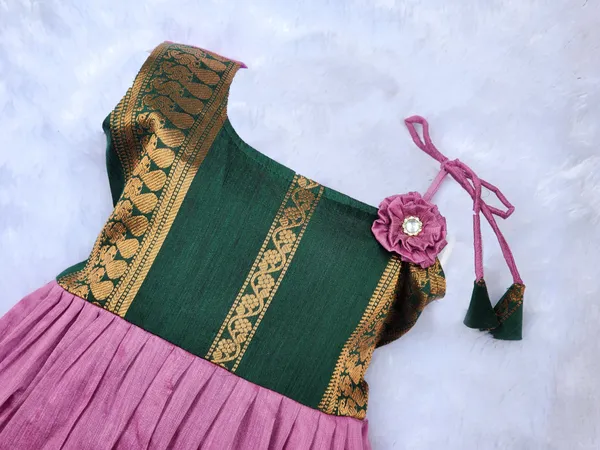 Pink_Cotton_Blend_Sleeveless_One_Shoulder_Neck_Fit_And_Flare_Dress_For_Girls