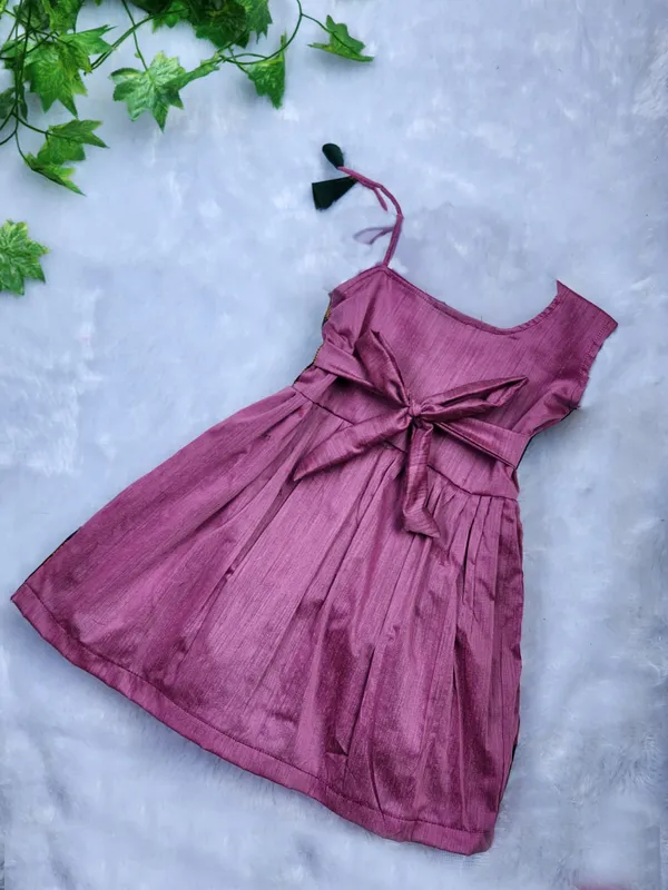 Pink_Cotton_Blend_Sleeveless_One_Shoulder_Neck_Fit_And_Flare_Dress_For_Girls