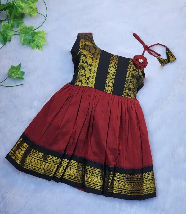 Black_Cotton_Blend_Sleeveless_Asymmetric_Neck_Fit_And_Flare_Dress_For_Girls