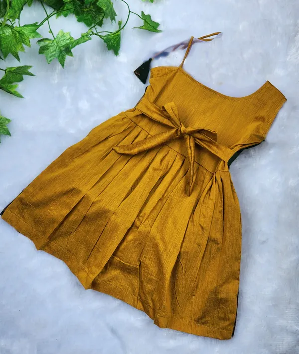 Gold_&_Green_Cotton_Sleeveless_One_Shoulder_Neck_Fit_And_Flare_Dress_For_Girls
