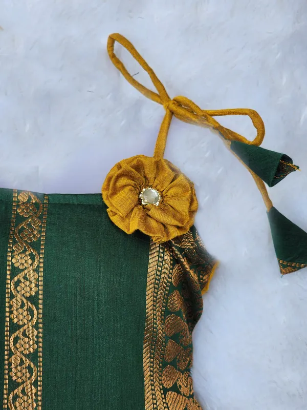 Gold_&_Green_Cotton_Sleeveless_One_Shoulder_Neck_Fit_And_Flare_Dress_For_Girls