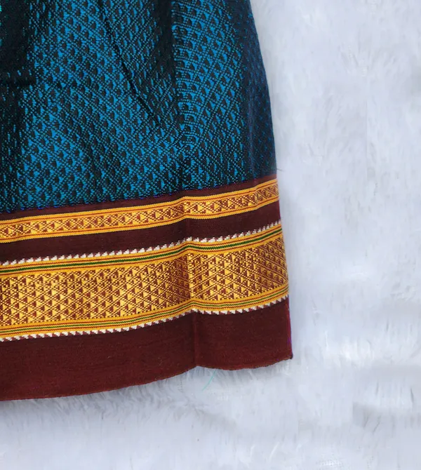 Amba_Collection_Boutique's_Girl's_Traditional_Ethnic_Wear_Reshim_Cotton_Khan__Knot_Frock_Blue