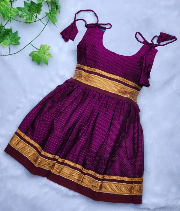 Amba_Collection_Boutique's_Girl's_Traditional_Ethnic_Wear_Reshim_Cotton_Khan__Knot_Frock_Purple