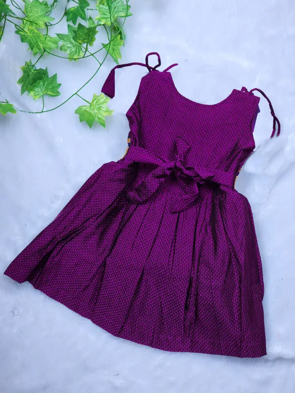 Amba_Collection_Boutique's_Girl's_Traditional_Ethnic_Wear_Reshim_Cotton_Khan__Knot_Frock_Purple