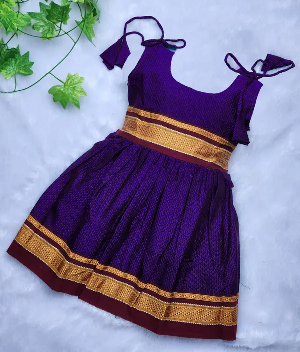 Amba_Collection_Boutique's_Girl's_Traditional_Ethnic_Wear_Reshim_Cotton_Khan__Knot_Frock_Royal_Blue