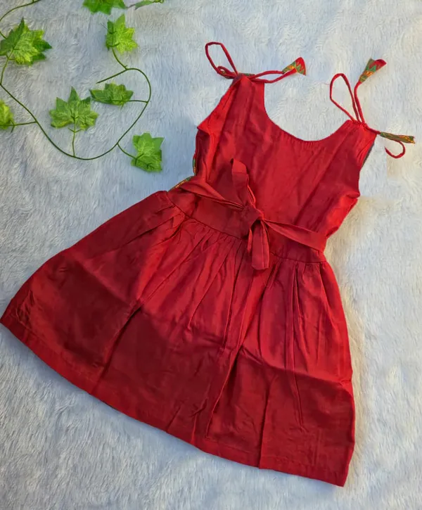 Maroon_Cotton_Silk_Sleeveless_Round_Neck_Layered_Dress_For_Girls
