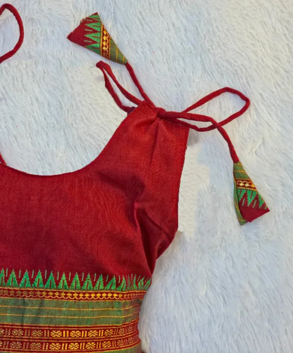 Maroon_Cotton_Silk_Sleeveless_Round_Neck_Layered_Dress_For_Girls