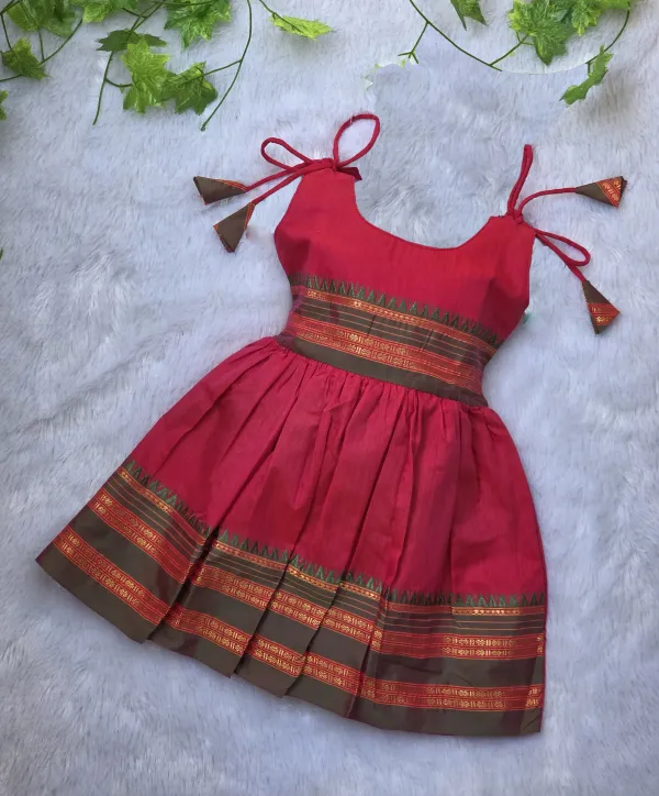 Pink_Cotton_Silk_Sleeveless_Round_Neck_Layered_Dress_For_Girls