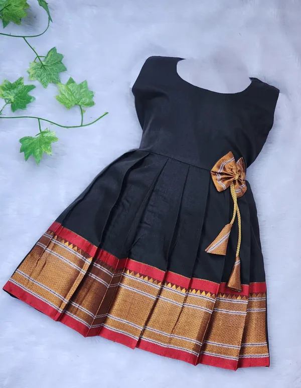 Black_Cotton_Silk_Sleeveless_Round_Neck_Fit_And_Flare_Dress_For_Girls