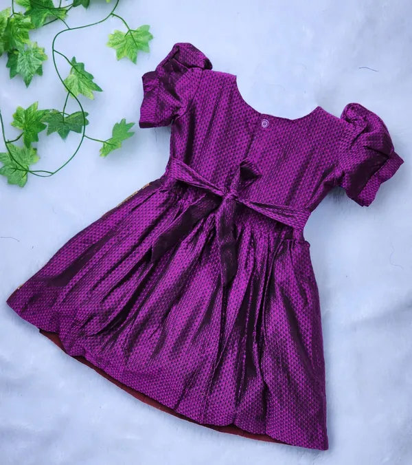 Purple_Cotton_Silk_Short_Sleeve_Round_Neck_Fit_And_Flare_Dress_For_Girls