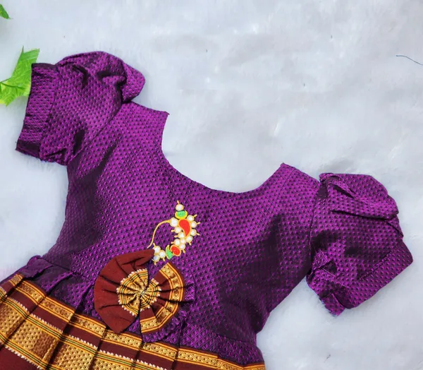 Purple_Cotton_Silk_Short_Sleeve_Round_Neck_Fit_And_Flare_Dress_For_Girls