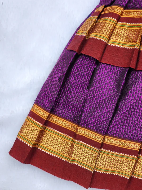 Purple_Cotton_Silk_Short_Sleeve_Round_Neck_Fit_And_Flare_Dress_For_Girls