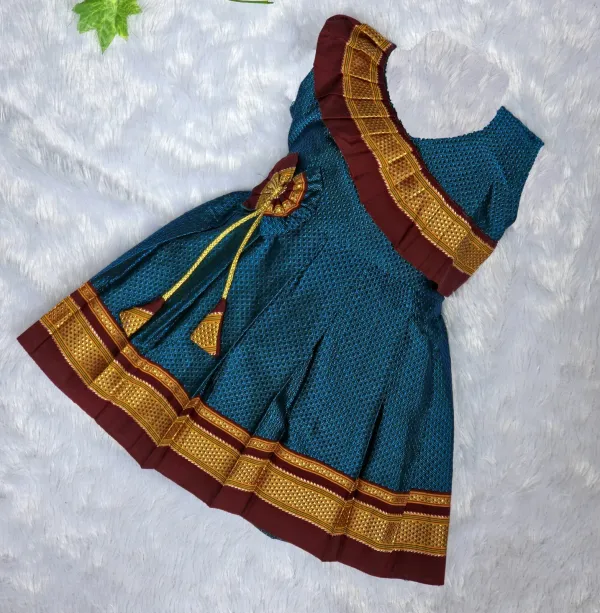 Amba_Collection_Boutique_Girl's_New_Traditional_Ethnic_Wear_Reshim_Cotton_Khan_Side_Freel_Flower_Frock