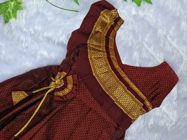 Amba_Collection_Boutique_Girl's_New_Traditional_Ethnic_Wear_Reshim_Cotton_Khan_Side_Freel_Flower_Frock