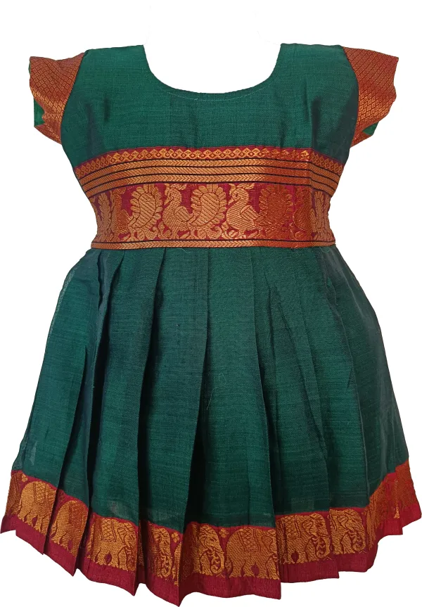 Multicolor_Cotton_Silk_Short_Sleeve_Round_Neck_Fit_And_Flare_Dress_For_Girls