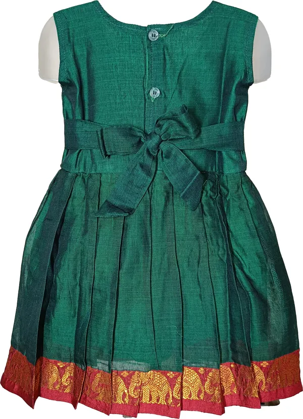 Green_Cotton_Silk_Sleeveless_Round_Neck_Fit_And_Flare_Dress_For_Girls