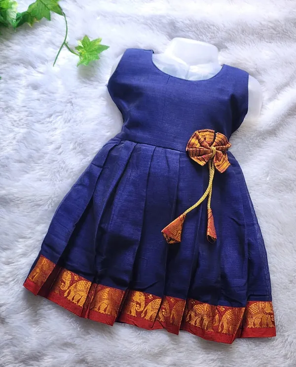Blue_Cotton_Silk_Sleeveless_Round_Neck_Fit_And_Flare_Dress_For_Girls