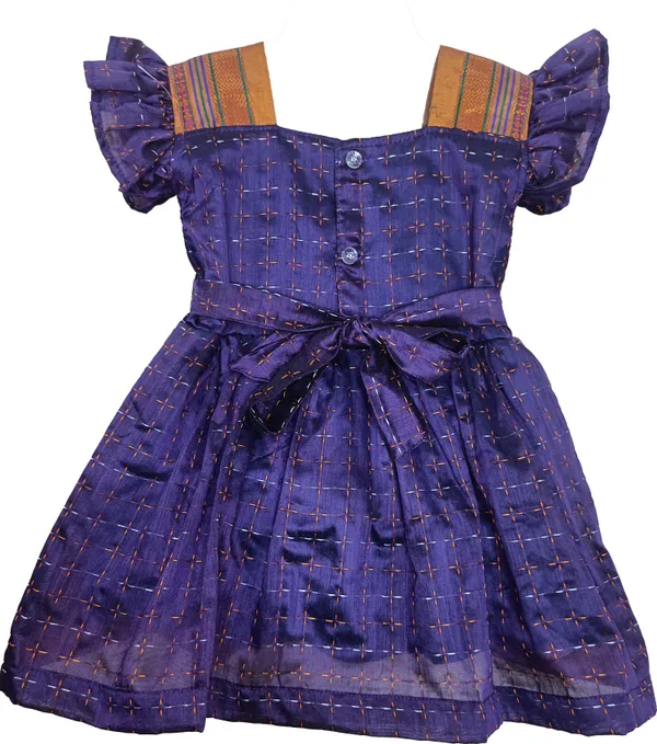 Blue_Cotton_Silk_Fashion_Sleeve_Sweet_Heart_Neck_Fit_And_Flare_Dress_For_Girls