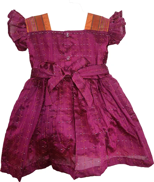 Pink_Cotton_Silk_Fashion_Sleeve_Sweet_Heart_Neck_Fit_And_Flare_Dress_For_Girls