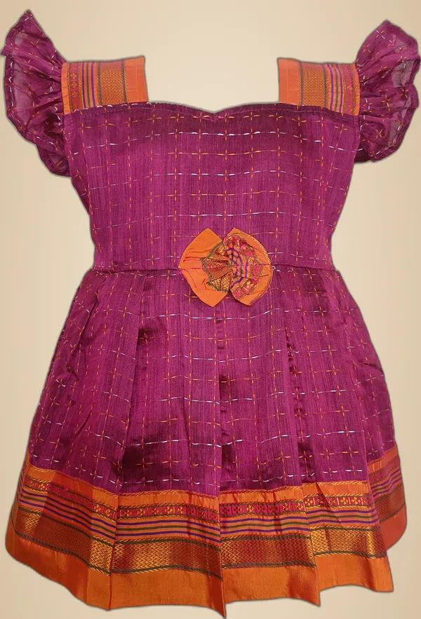 Pink_Cotton_Silk_Fashion_Sleeve_Sweet_Heart_Neck_Fit_And_Flare_Dress_For_Girls
